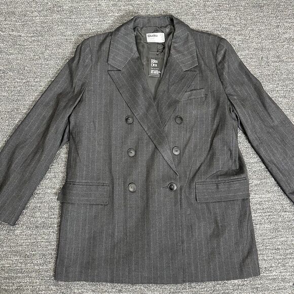 Women's Gray Double-Breasted Blazer - Picture 3 of 11